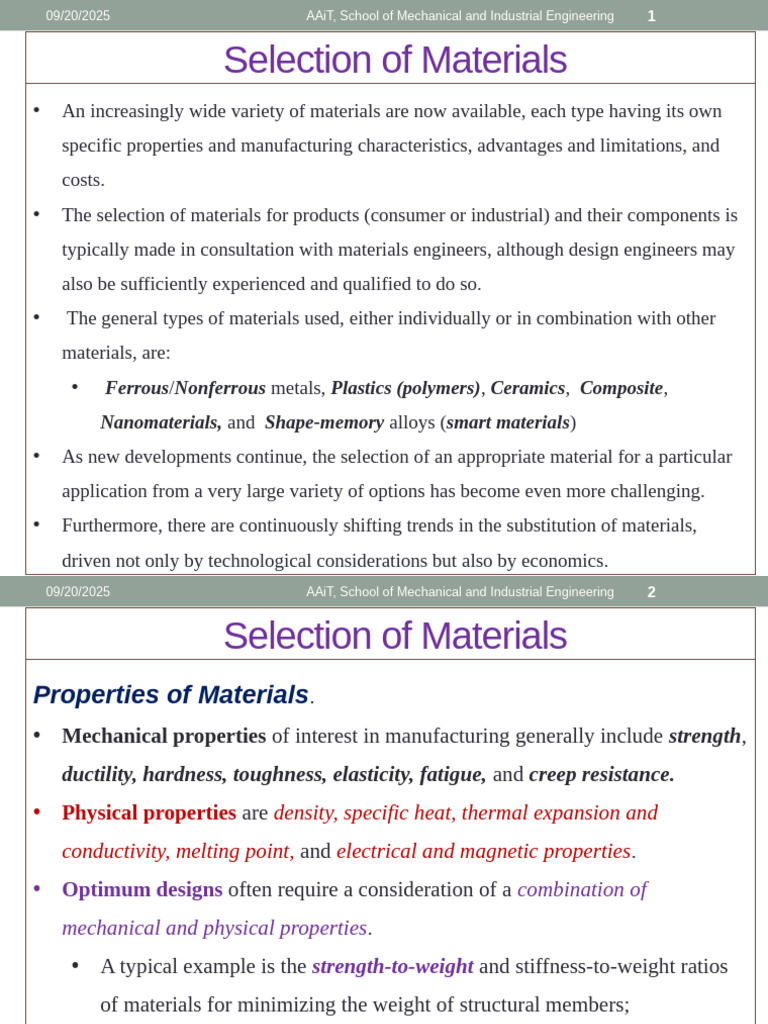 Material Selection in Engineering | PDF | System | Mass Production