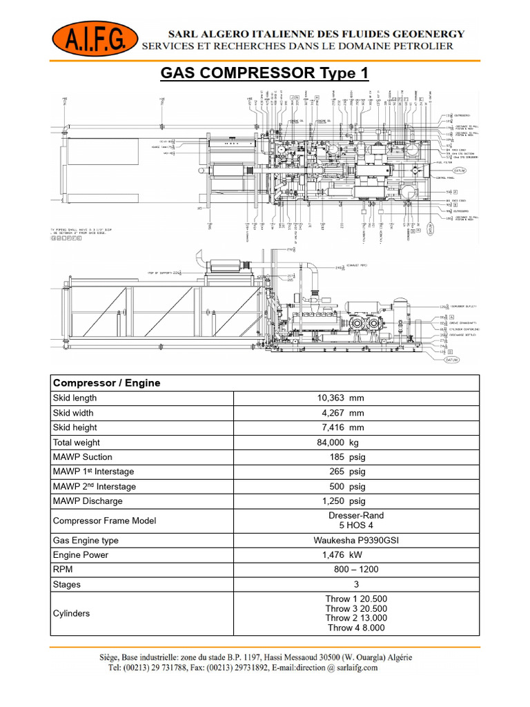 Gas Compressor Type 1 Specifications | PDF