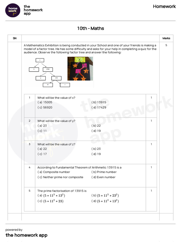 Questions - Homework - 10th - Maths - 2025-07-23T14 - 50 | PDF | System ...