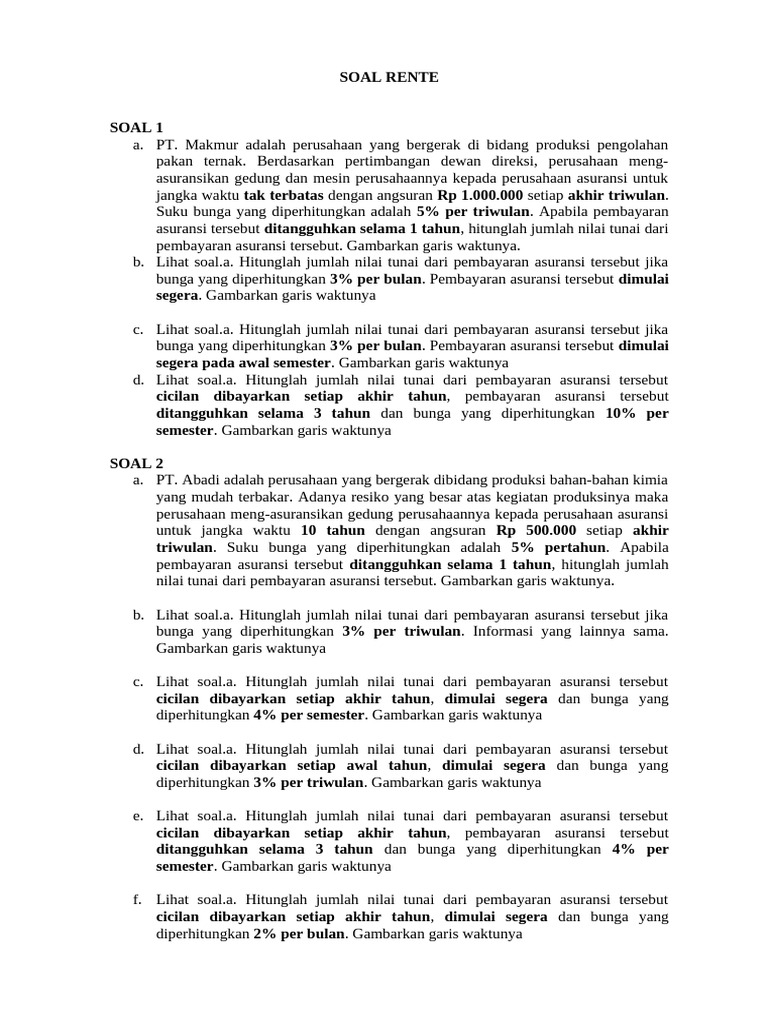 Contoh Soal Perhitungan Rente | PDF