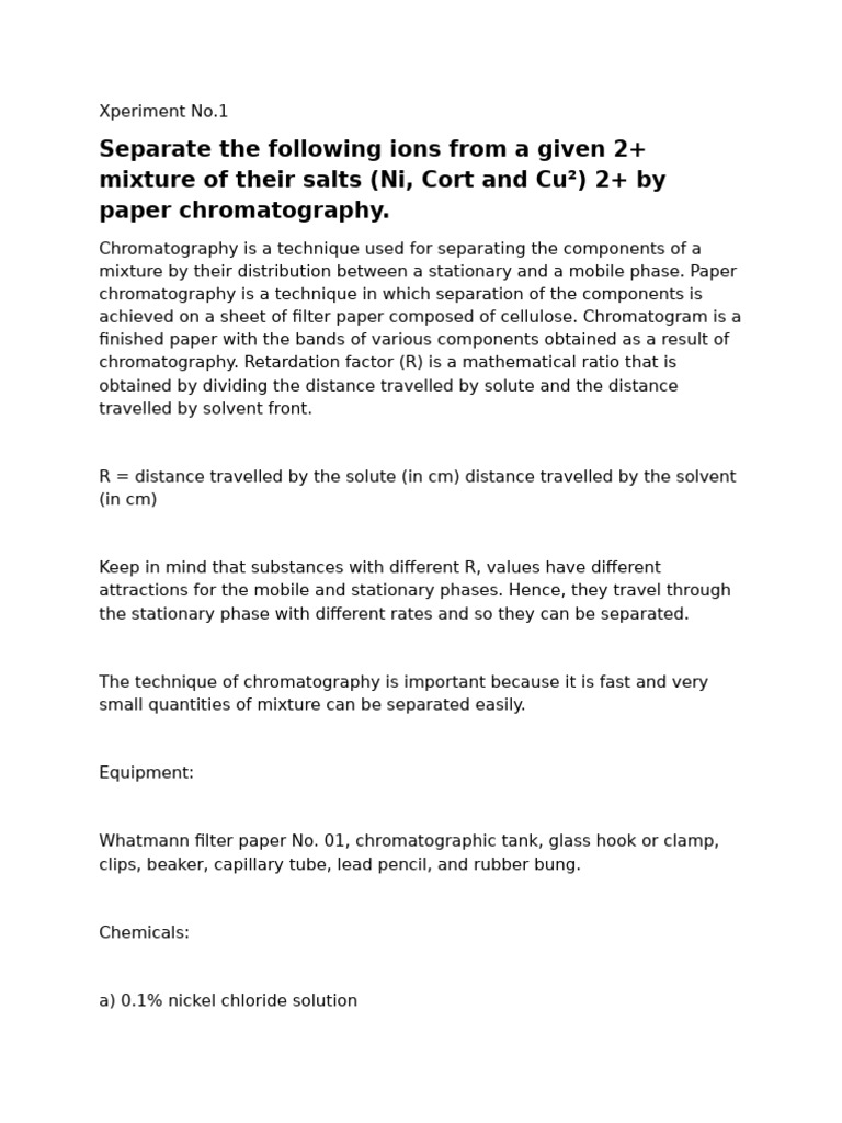 Paper Chromatography Techniques Explained | PDF | Chromatography ...