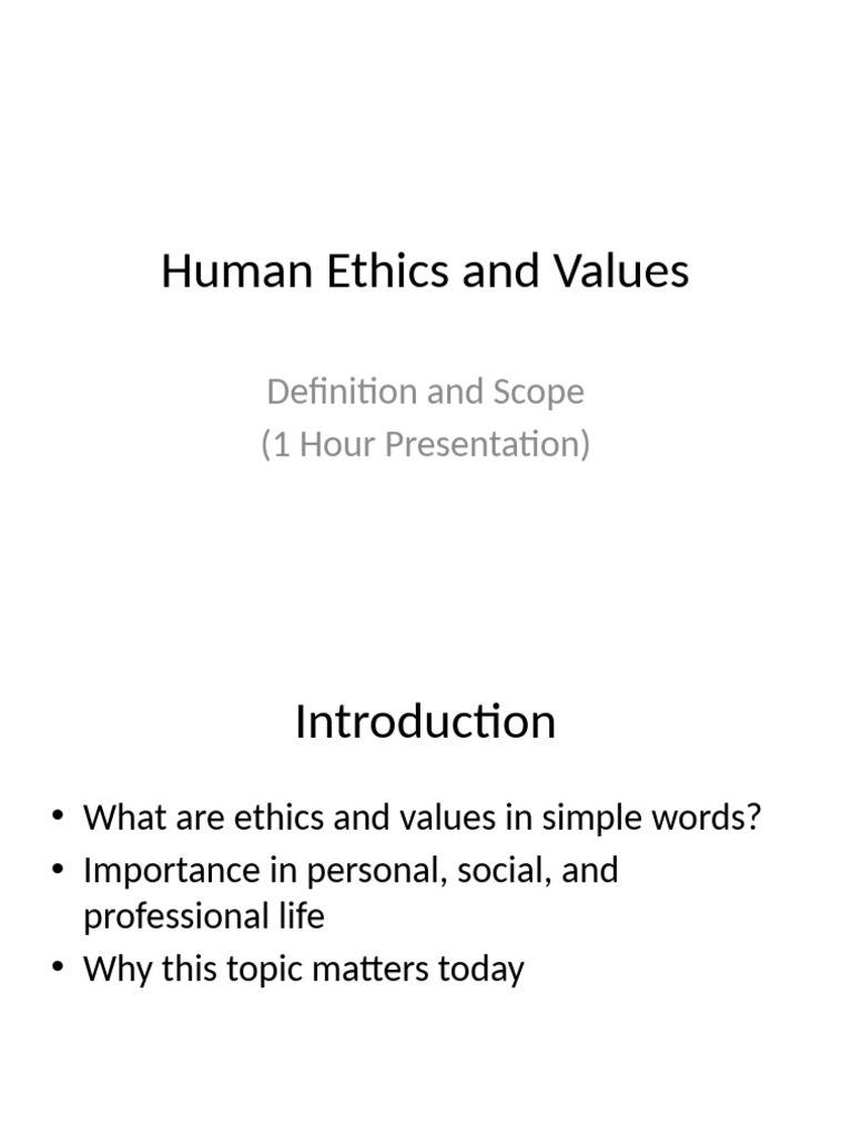 Understanding Human Ethics and Values | PDF