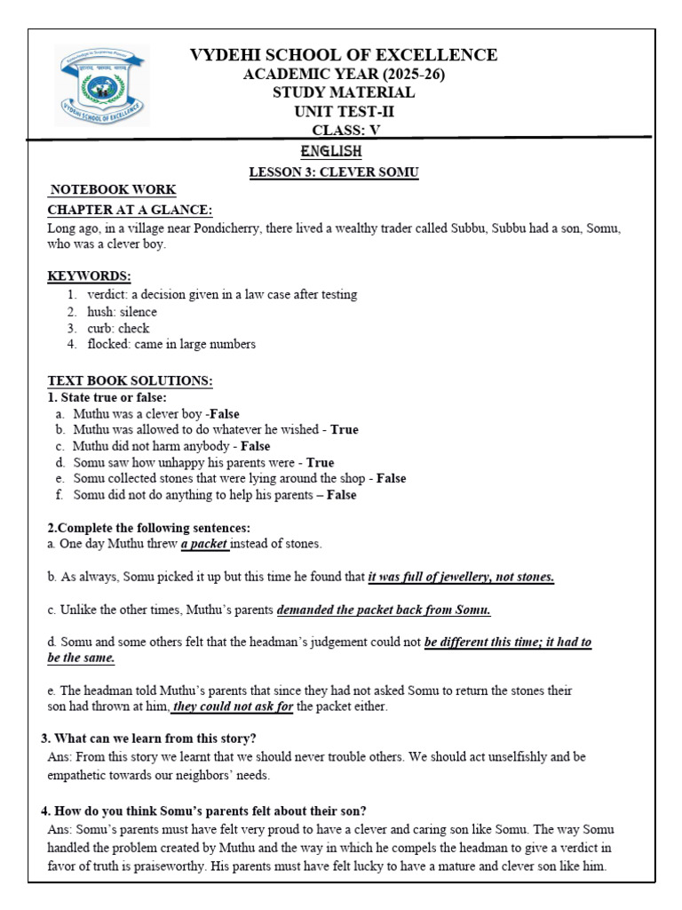 Grade 5 Unit Test2 Study Material 202526 | PDF | Programming | Computer ...