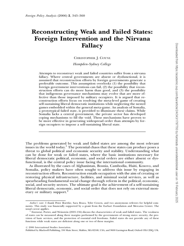 Nirvana Fallacy in State Reconstruction | PDF | Failed State | Somalia