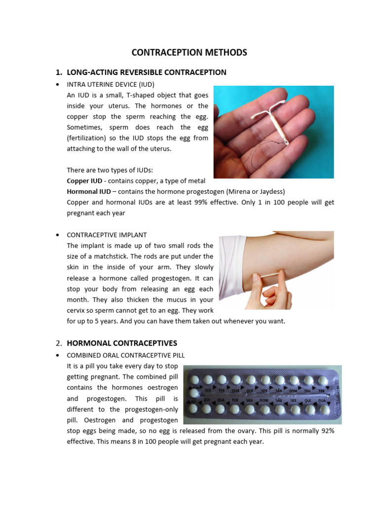 Comprehensive Guide to Contraception Methods | PDF | Condom | Safe Sex