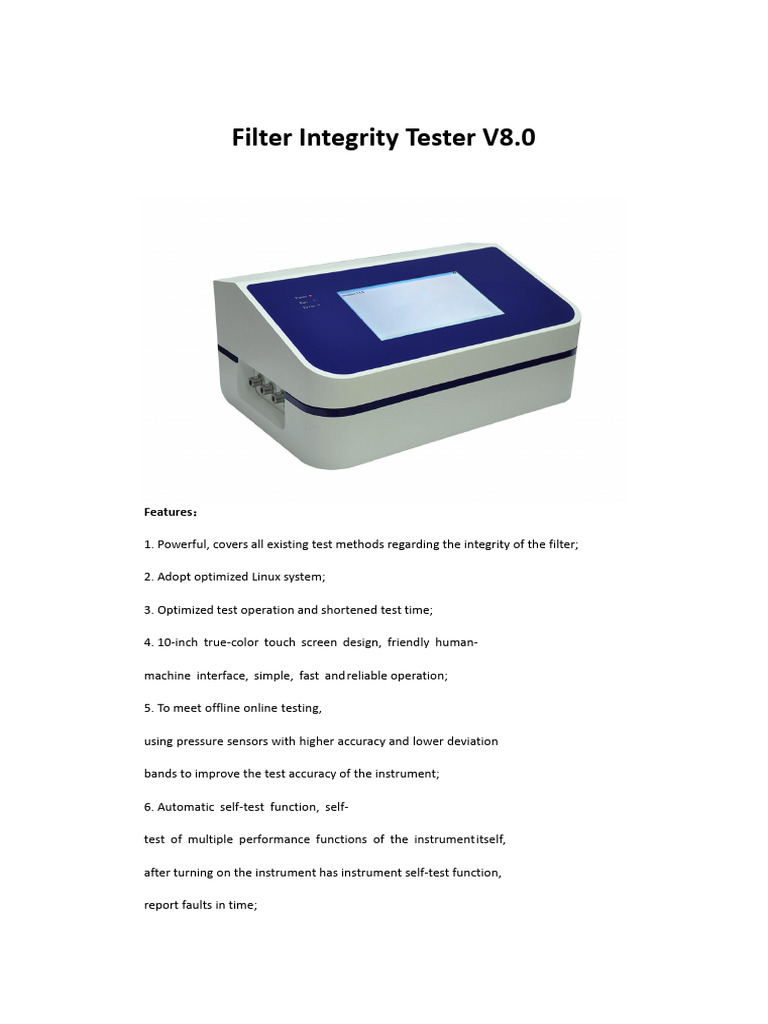 Filter Integrity Tester V8.0 Features | PDF | Computer Engineering ...
