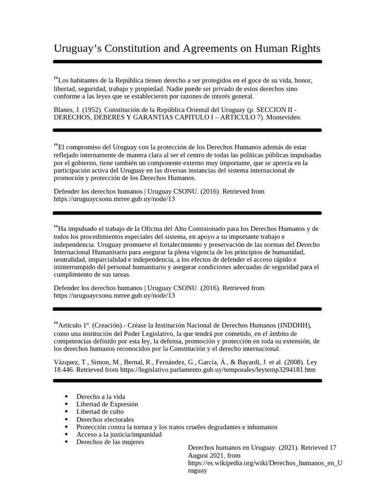 Derechos Humanos en la Constitución de Uruguay | PDF | Uruguay ...