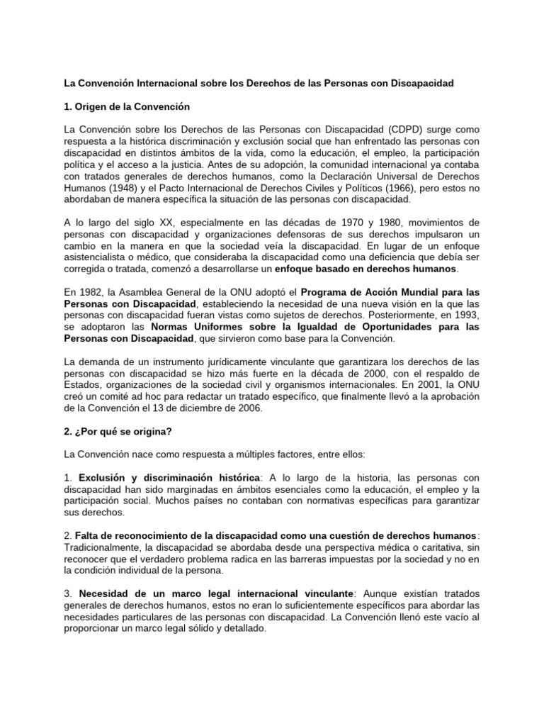 La Convención Sobre Los Derechos de Las Personas Con Discapacidad | PDF ...