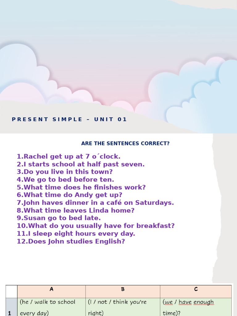 Present Simple - Unit 01 | PDF