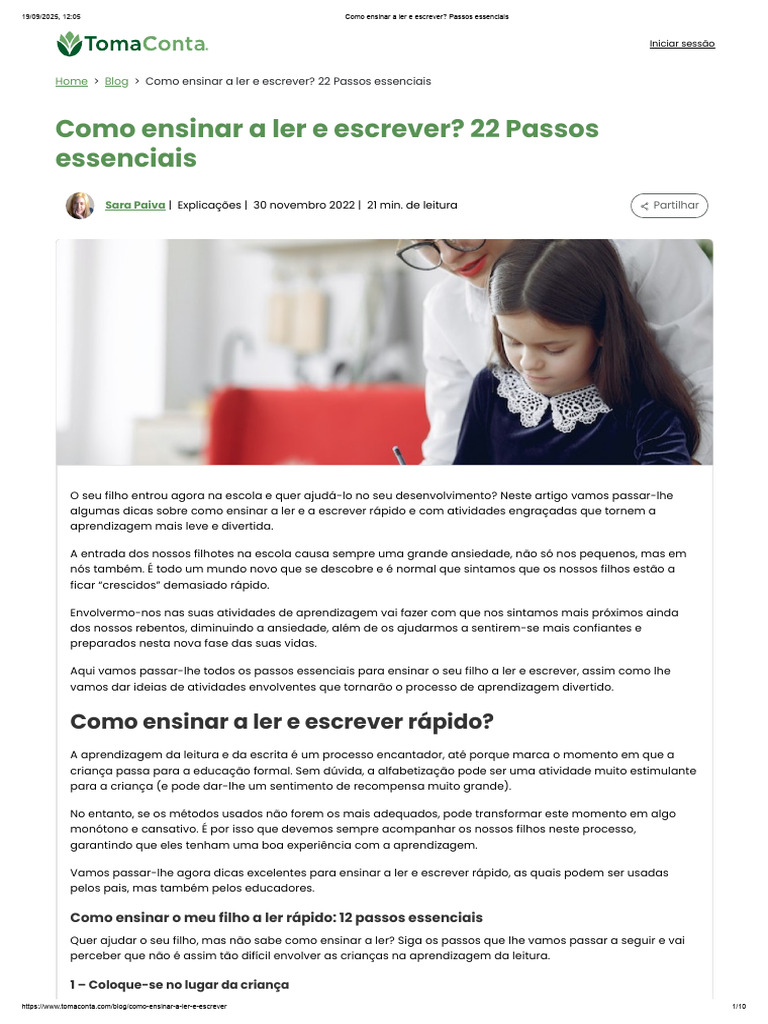 Como Ensinar A Ler e Escrever - Passos Essenciais | PDF | Alfabetização ...