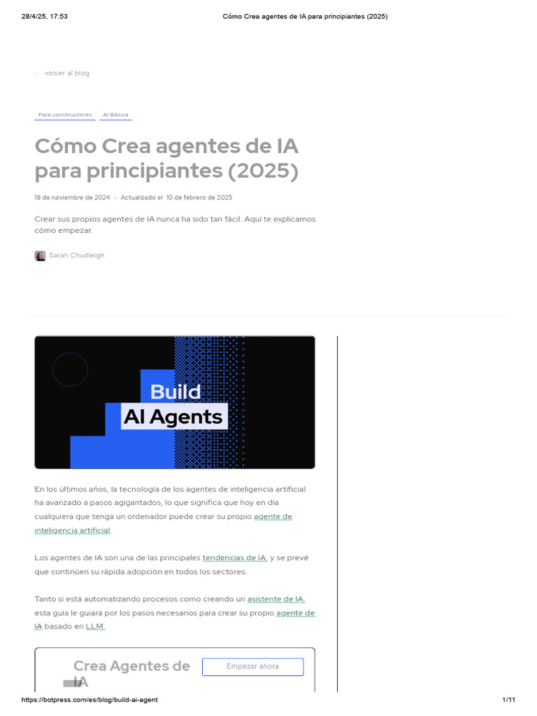 Guía para Crear Agentes de IA 2025 | PDF | Inteligencia artificial ...
