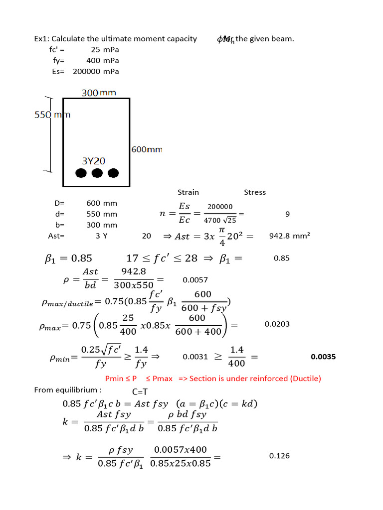 Ultimate Moment Capacity Calculation | PDF