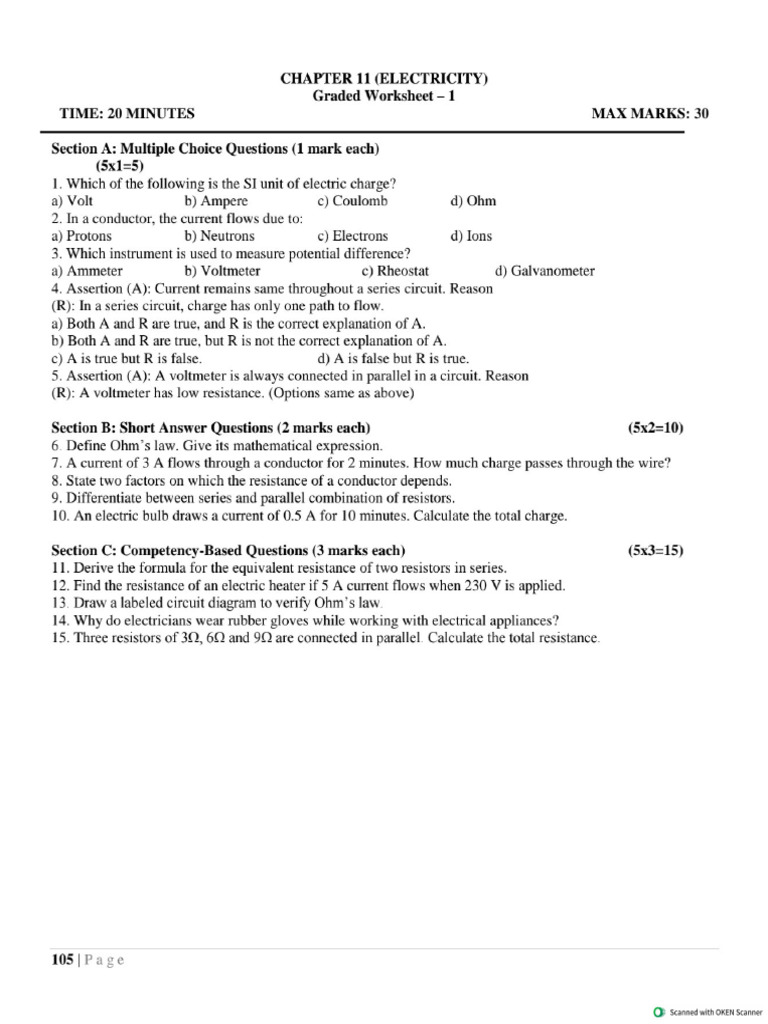 Graded Worksheet Science X - 105 | PDF
