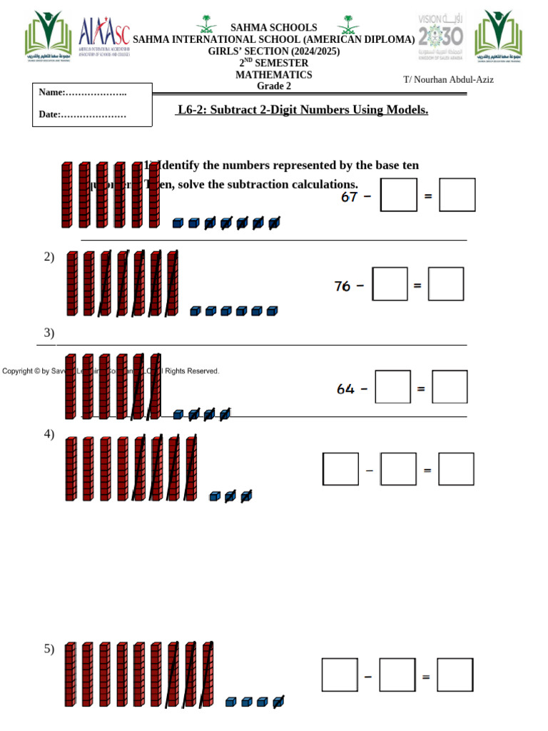 Grade 2 Math Subtraction Worksheet | PDF