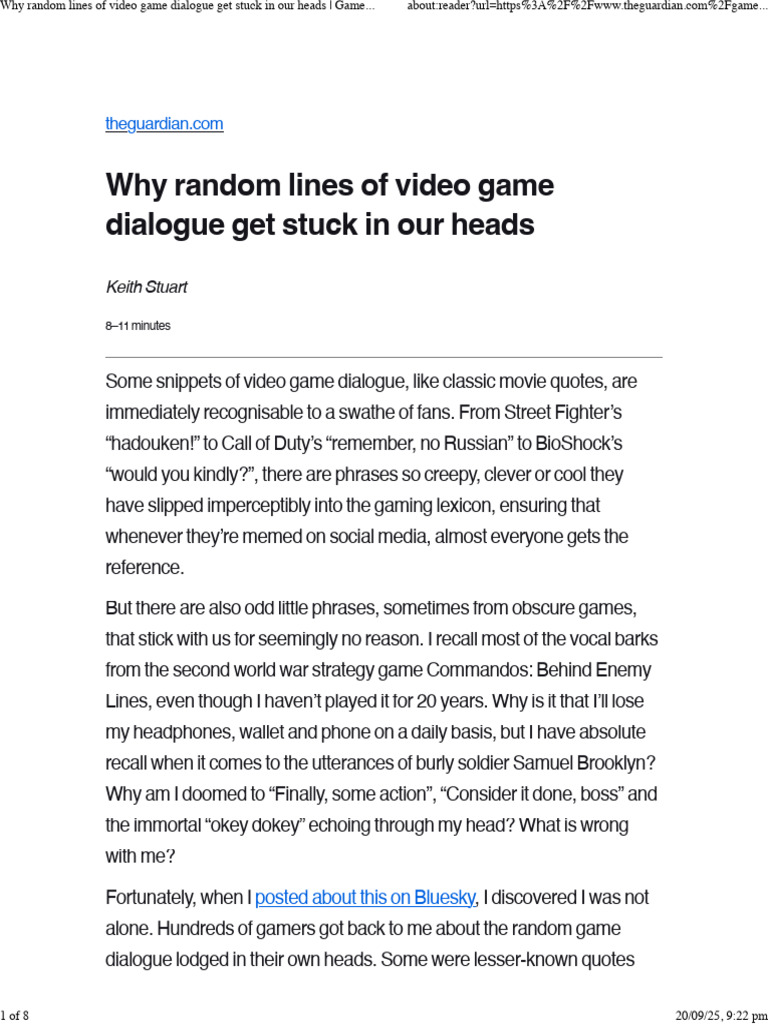 Why Random Lines of Video Game Dialogue Get Stuck in Our Heads - Games ...