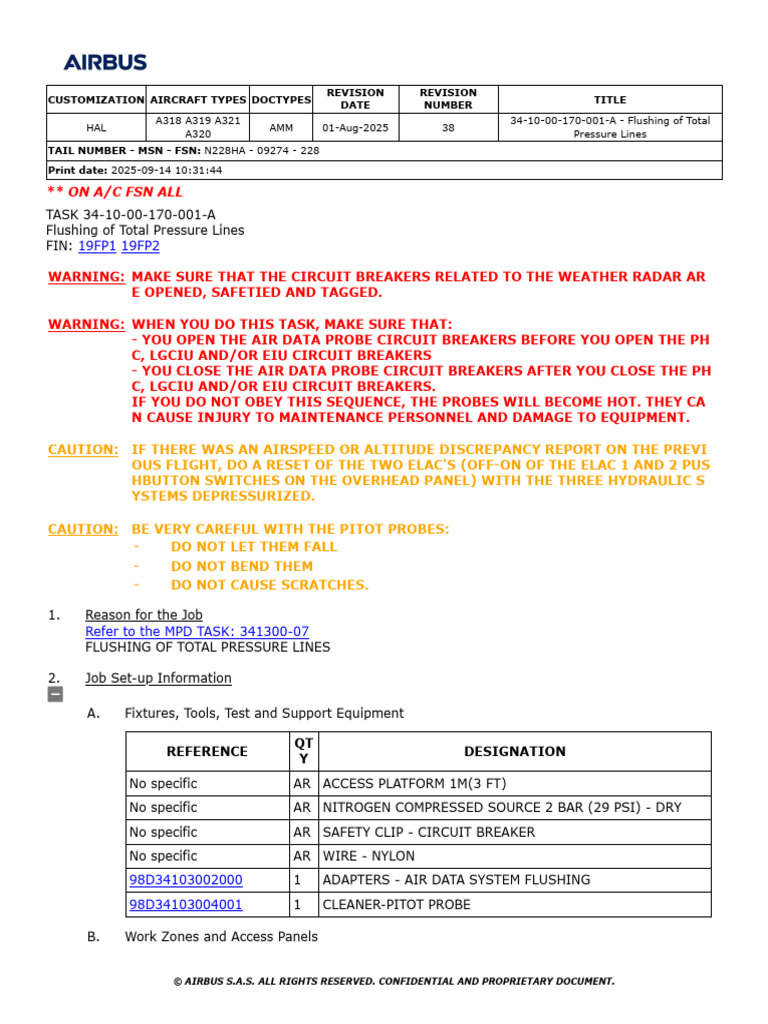 Total Pressure Lines Flushing Procedure | PDF | Airbus | Aviation
