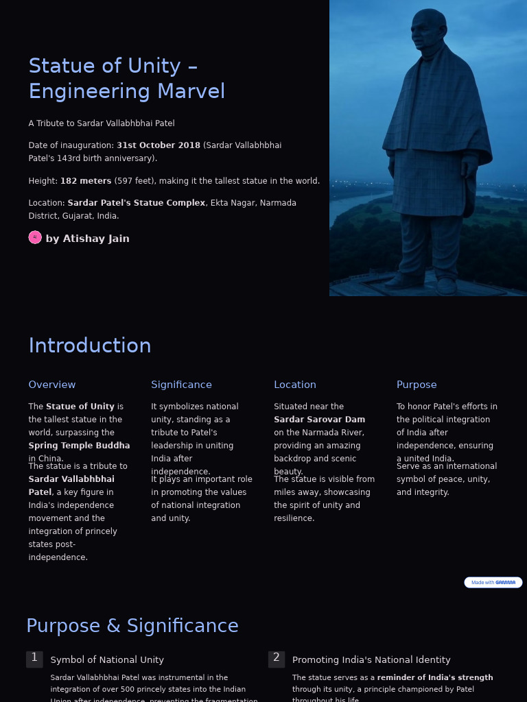Statue of Unity: India's Tallest Tribute | PDF