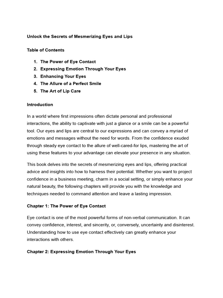 Unlock The Secrets of Mesmerizing Eyes and Lips PDF Oral Hygiene