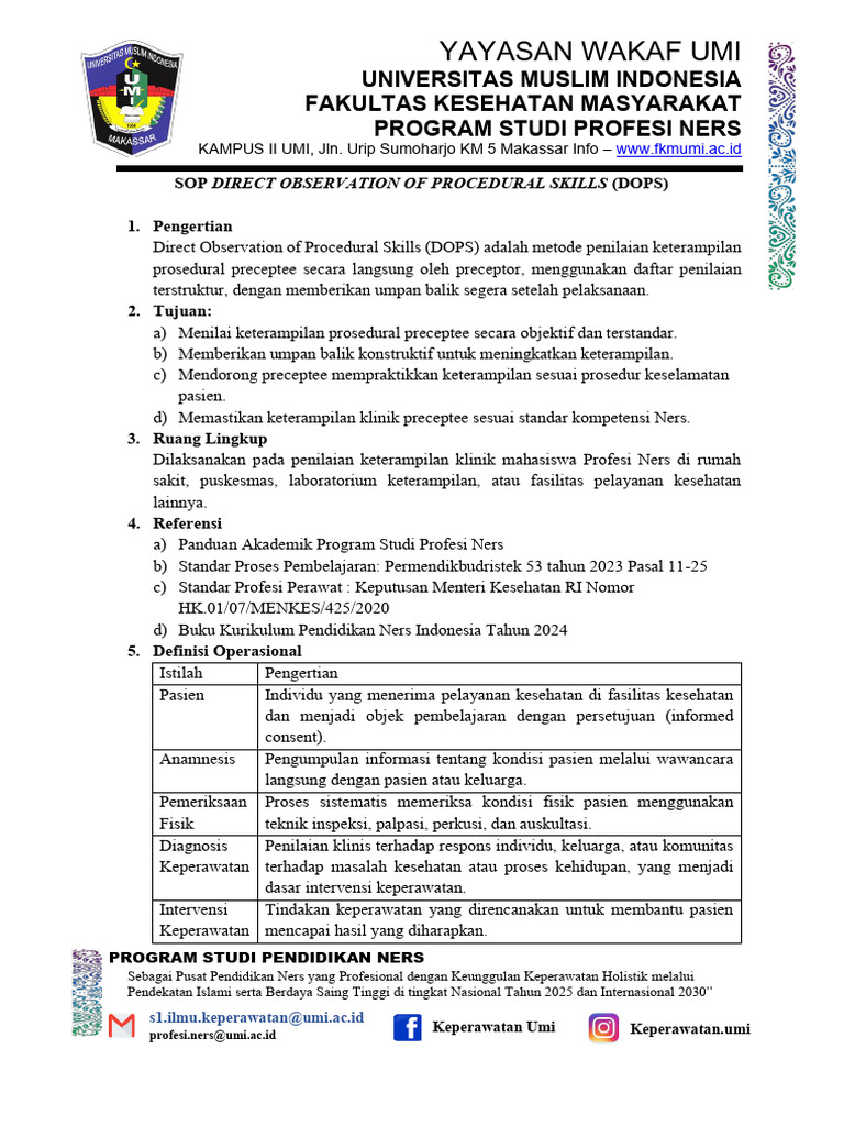 Prosedur Penilaian DOPS untuk Ners | PDF