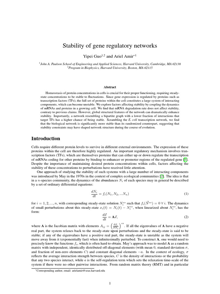 Stability of Gene Regulatory Networks | PDF | Messenger Rna | Gene