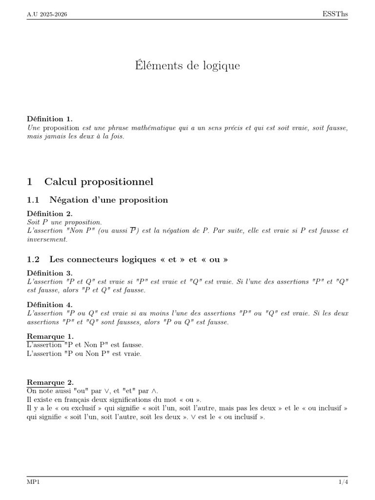 Logique mathématique : propositions et quantificateurs | PDF | Syntaxe ...