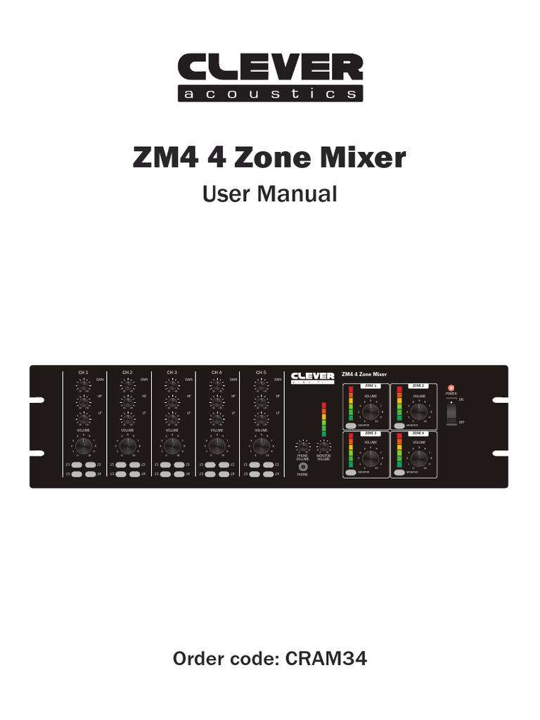 ZM4 4 Zone Mixer User Manual | PDF | Amplifier | Microphone