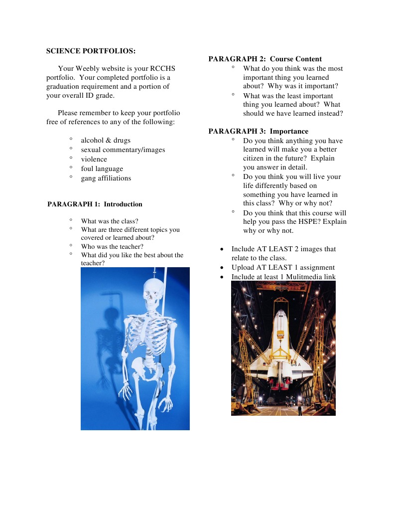 Science Portfolios Guidelines | PDF
