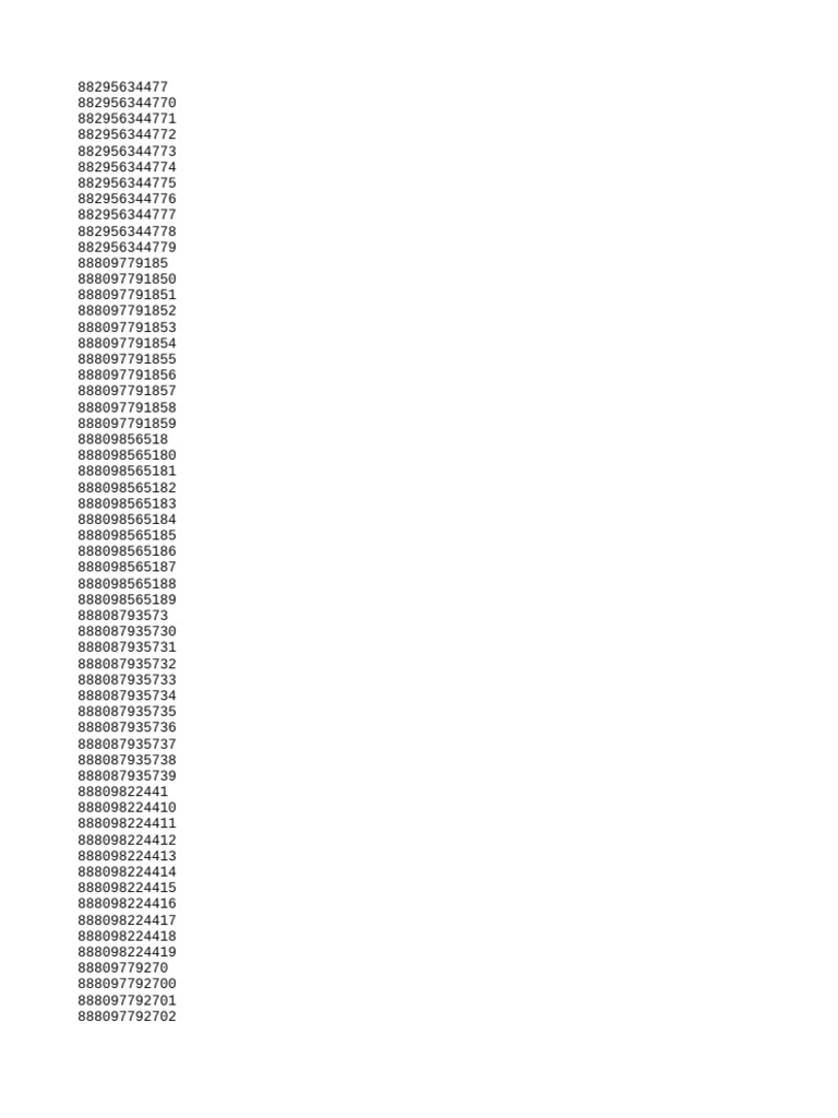Unique Numeric Identifiers List | PDF