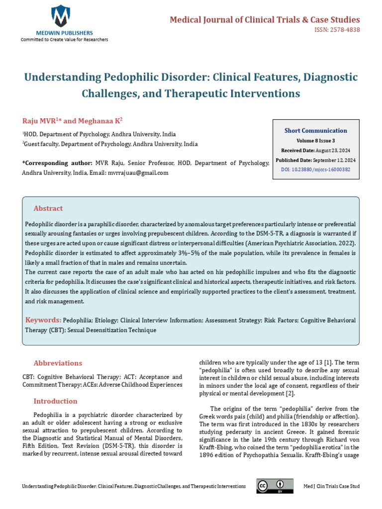 Understanding Pedophilic Disorder Clinical Features Diagnostic ...