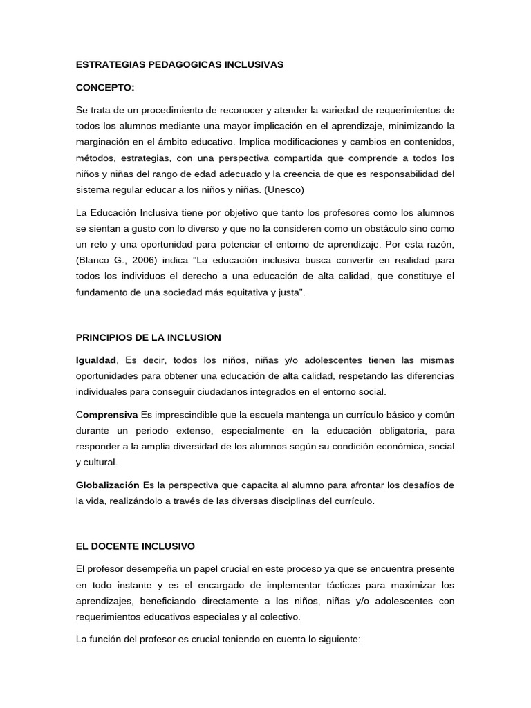 Estrategias Inclusivas en Educación | PDF | Plan de estudios | Maestros