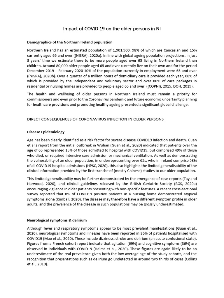 COVID-19's Impact on Older Adults in NI | PDF | Mental Health | Suicide