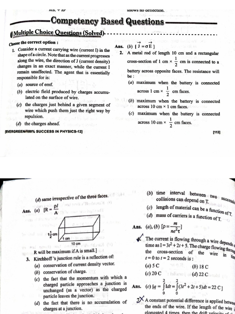 MCQs Current Electricity 12 | PDF