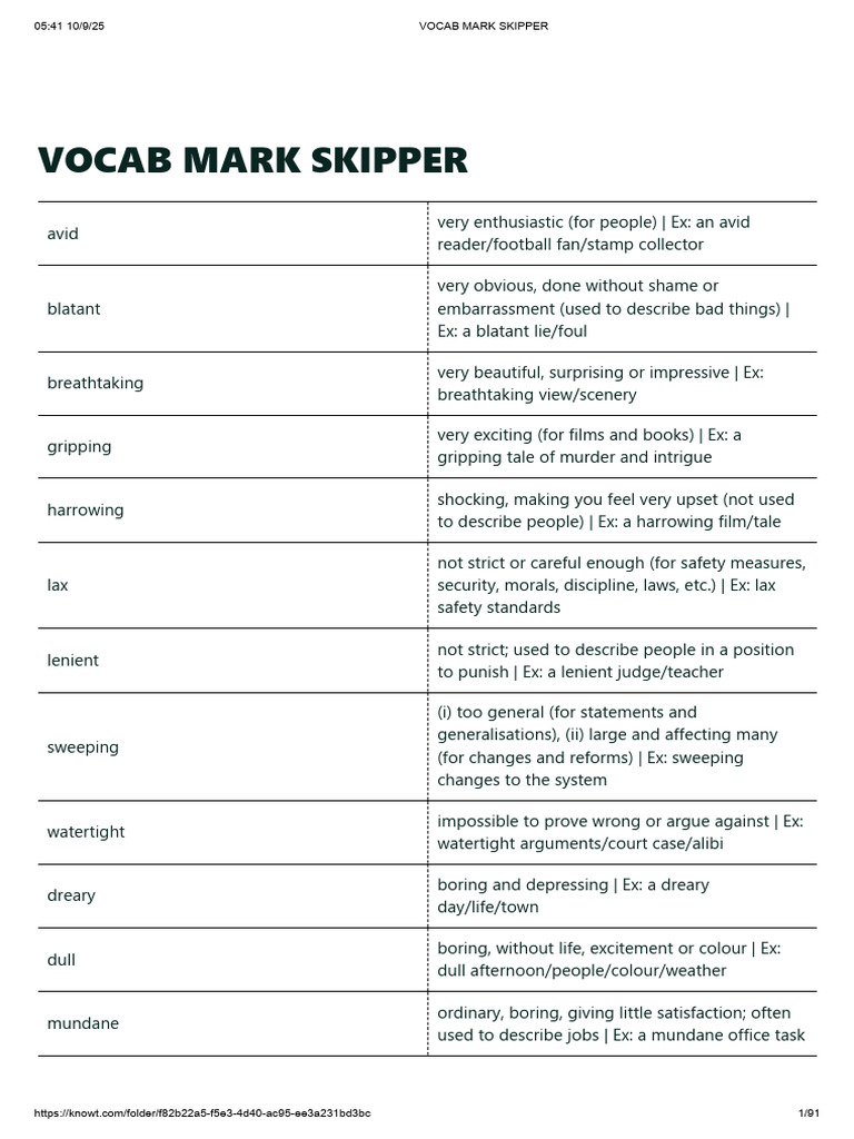 Vocab Mark Skipper | PDF