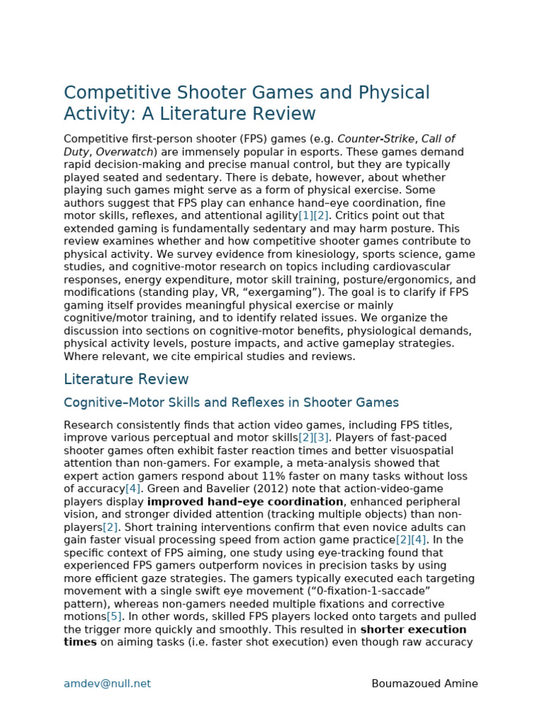 FPS Games: Physical Activity Review | PDF | Physical Fitness | Heart Rate