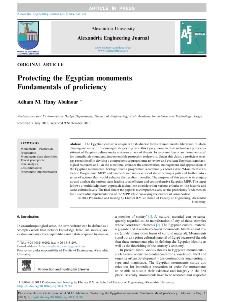 Egyptian Monuments Protection Strategy | PDF | Egypt | Monument