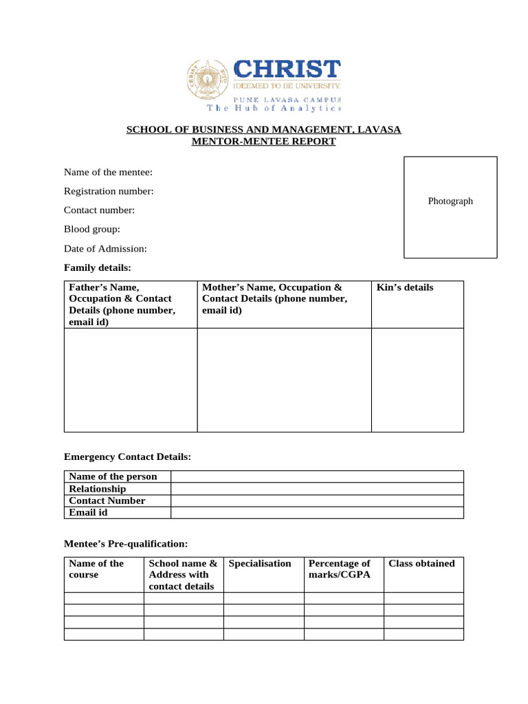 Mentor-Mentee Report Template | PDF