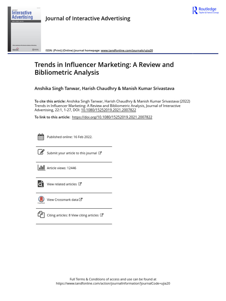 Trends in Influencer Marketing A Review and Bibliometric Analysis | PDF ...