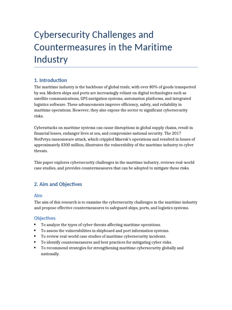 Maritime Cybersecurity Challenges & Solutions | PDF | Security ...