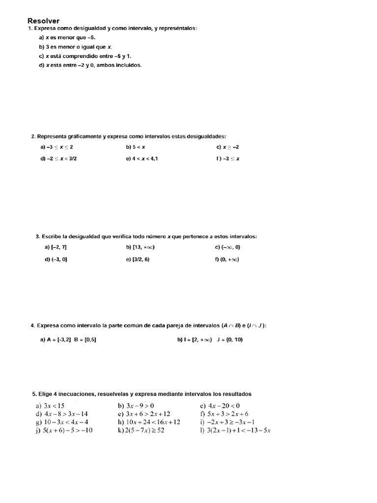 Intervalos Ejercicios Pdf