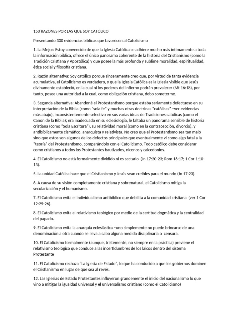 150 Razones Por Las Que Soy Católico | PDF | protestantismo | Evangélico