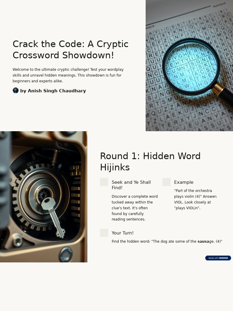 Cryptic Crossword Challenge Guide | PDF