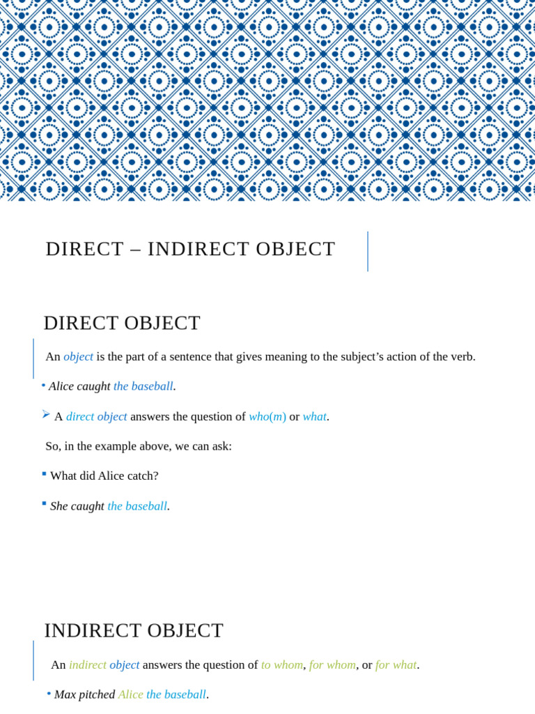 Direct - Indirect Object | PDF