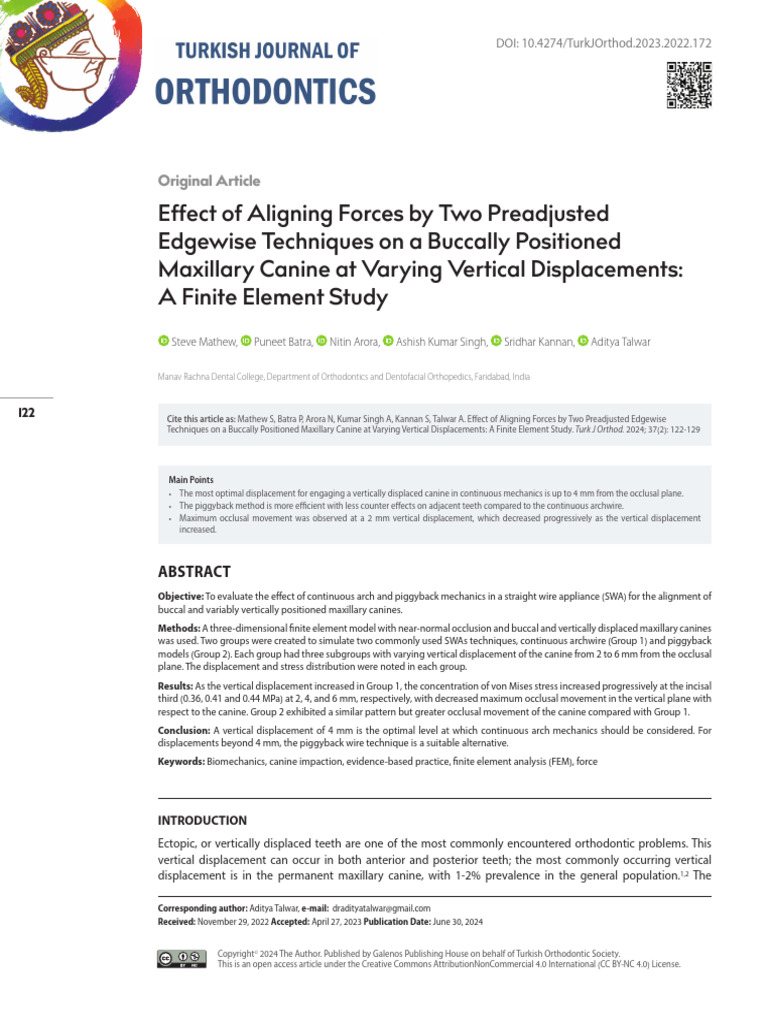 Aligning Maxillary Canines: FEM Study | PDF | Dental Anatomy | Primate ...