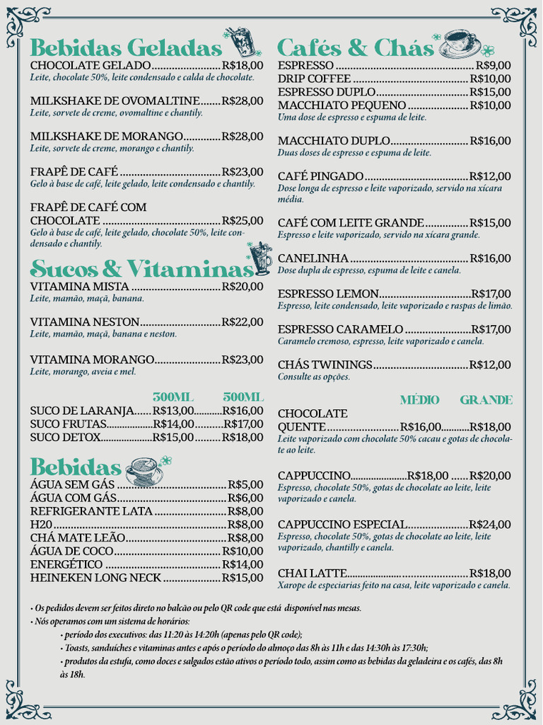 Cardapio Cafe Cophi Completo | PDF