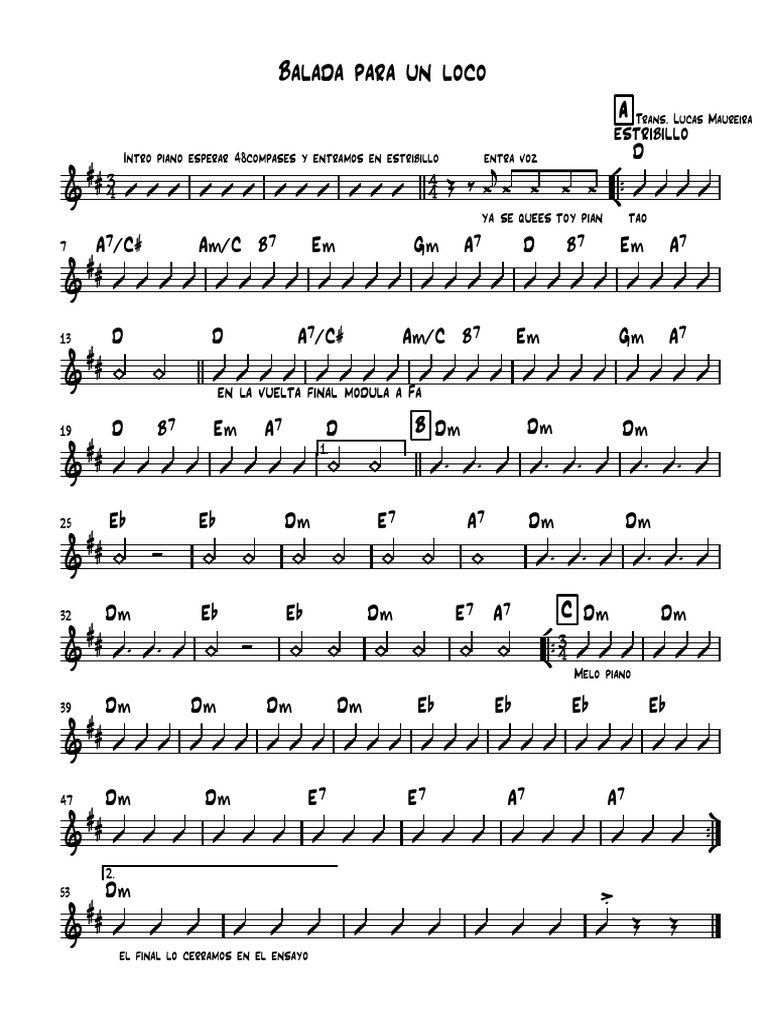 Acordes y partitura de 