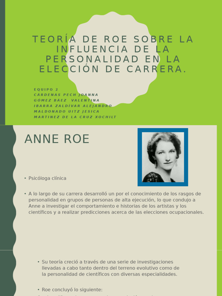 Teoría de Anne Roe sobre elección vocacional | PDF | Comportamiento ...