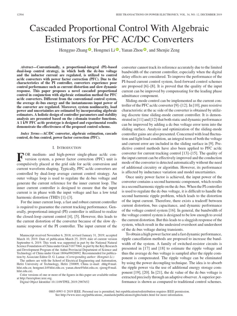 Cascaded Control for PFC AC/DC Converters | PDF | Alternating Current ...