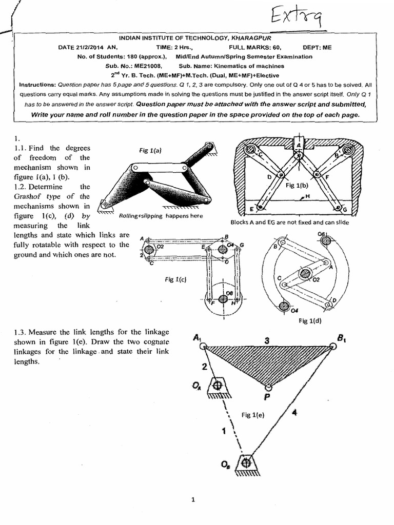 IIT Kharagpur ME21008 Kinematics Exam | PDF | Mechanical Engineering ...