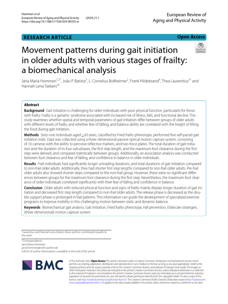 Gait Initiation in Frail Older Adults | PDF | Balance (Ability)
