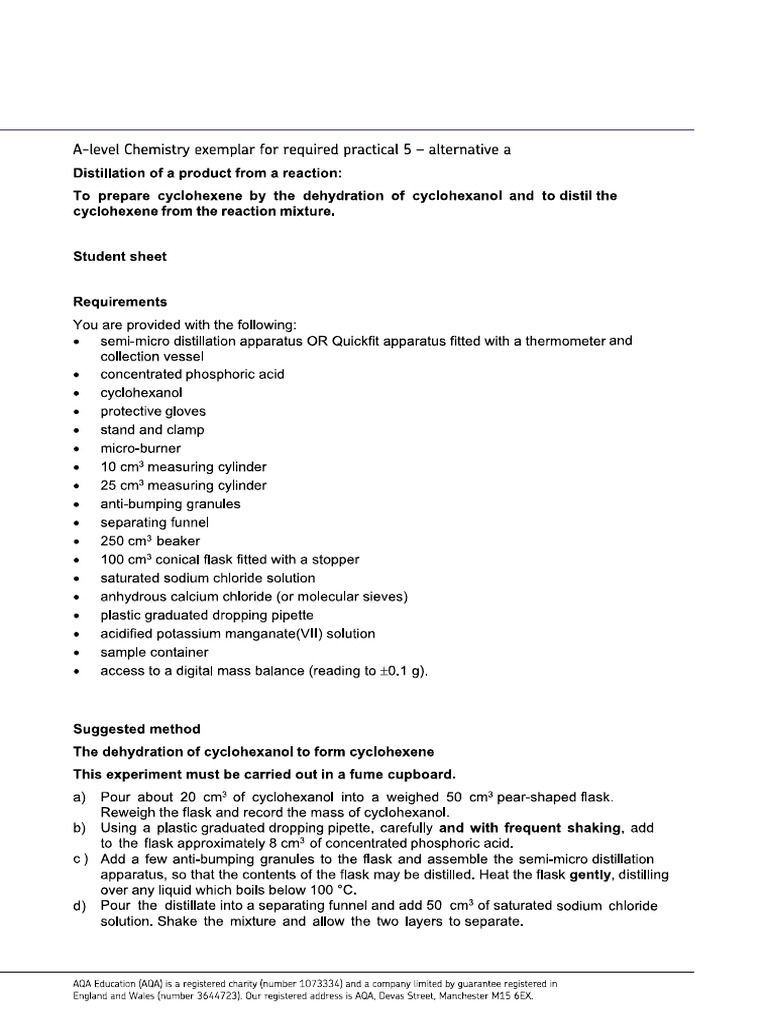 AQA A Level Chemistry Required Practical 5 | PDF
